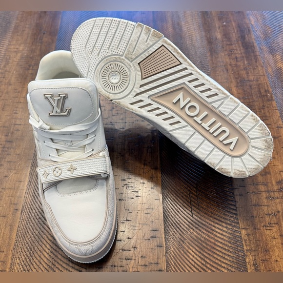 Louis Vuitton Trainer 'Velcro Strap - Beige Monogram Flowers'. - Picture 8 of 14